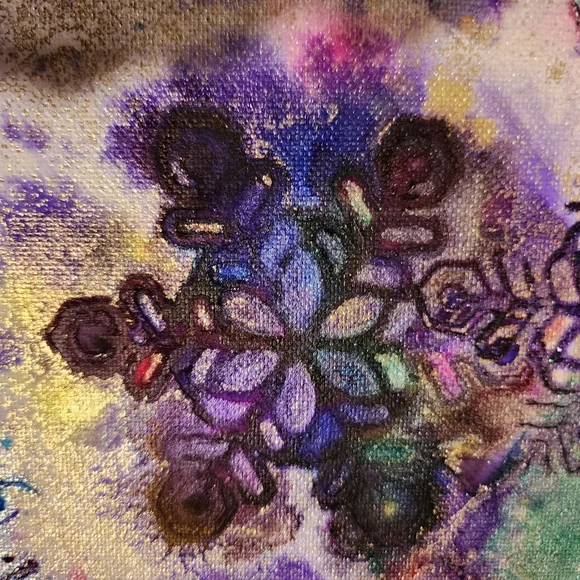 HANDCRAFTED Abstract Snowflake Colorful Painting HANDPAINTED Artwork Wall Decor